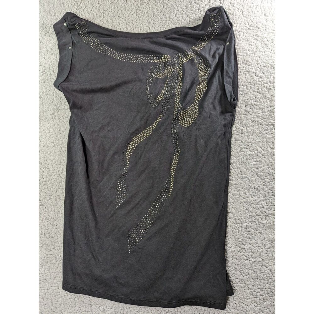 NWT Juicy Couture Womens Black Tunic Embellished Bow Pattern Size M Medium